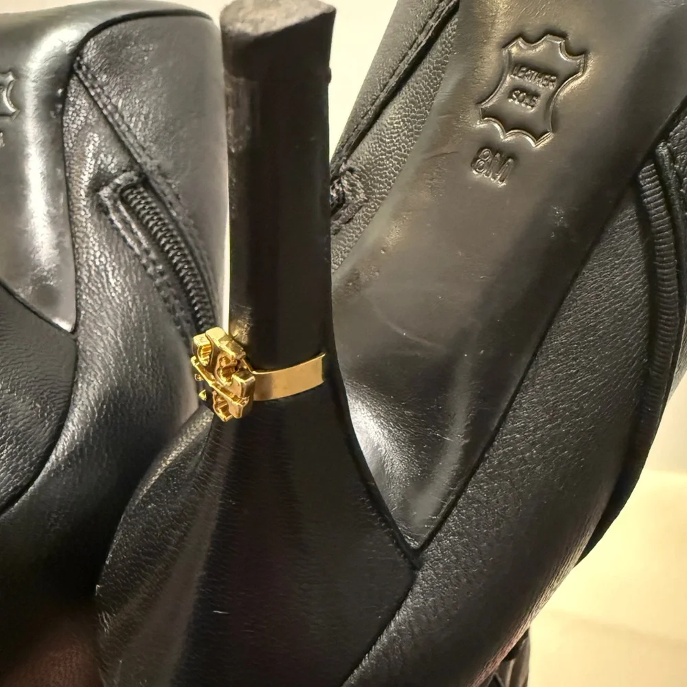 Tory Burch Black Leather Knee-High Boots size 8m - Picture 5 of 10